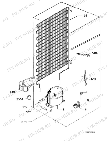 Взрыв-схема холодильника Zanussi ZR220/2TNR - Схема узла Cooling system 017